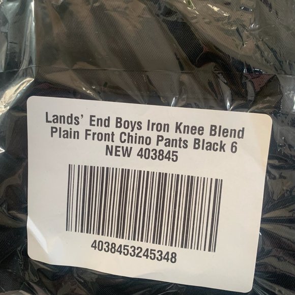 NWT LANDS' END BOYS IRON KNEE BLEND PLAIN FRONT CHINO PANTS BLACK - Picture 14 of 16